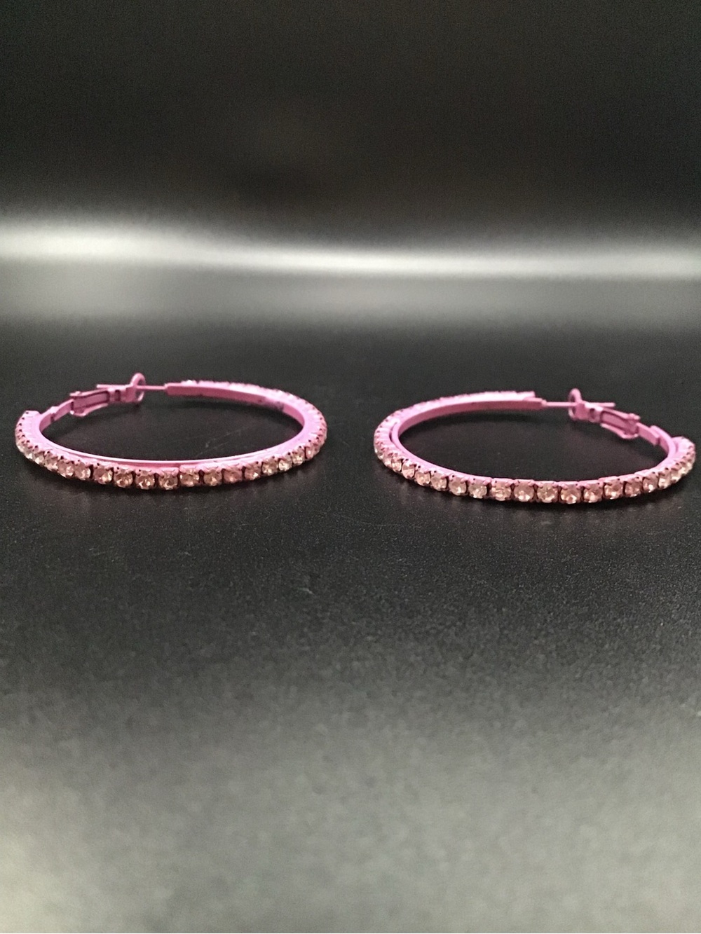 Lavender Rhinestone Hoop Earrings
